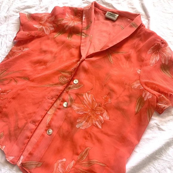 Tropical Print Summer Button Up Shirt - Picture 2 of 2